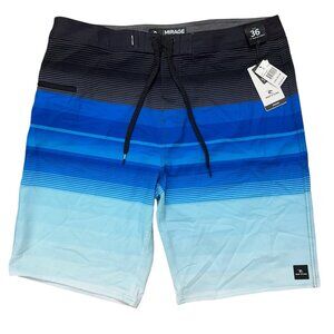 Rip Curl Mirage Daybreak Board Shorts Mens Size 36 Swim Trunks Blue Striped NEW
